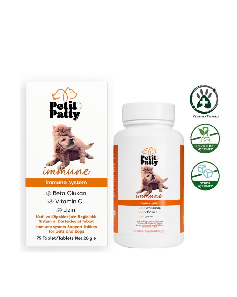 Petit Patty Immune System Kedi ve Köpekler İçin Bağışıklık Destekleyici Tablet (75 Tablet)