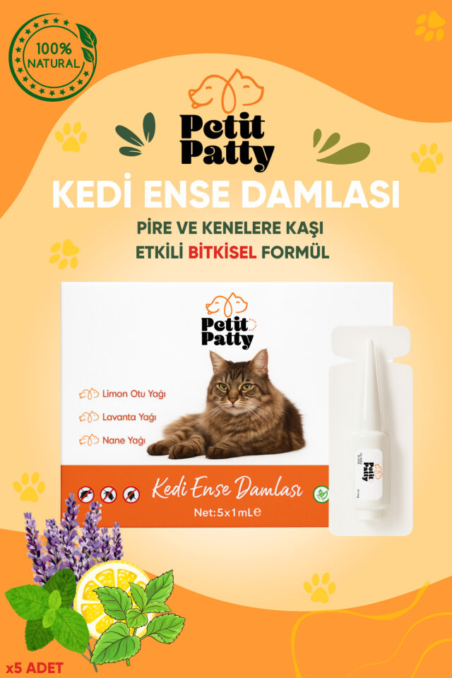 Petit Patty Kedi Dış Parazit Damlası Pire Bit Kene Kovucu Bitkisel Damla 5x1 ml