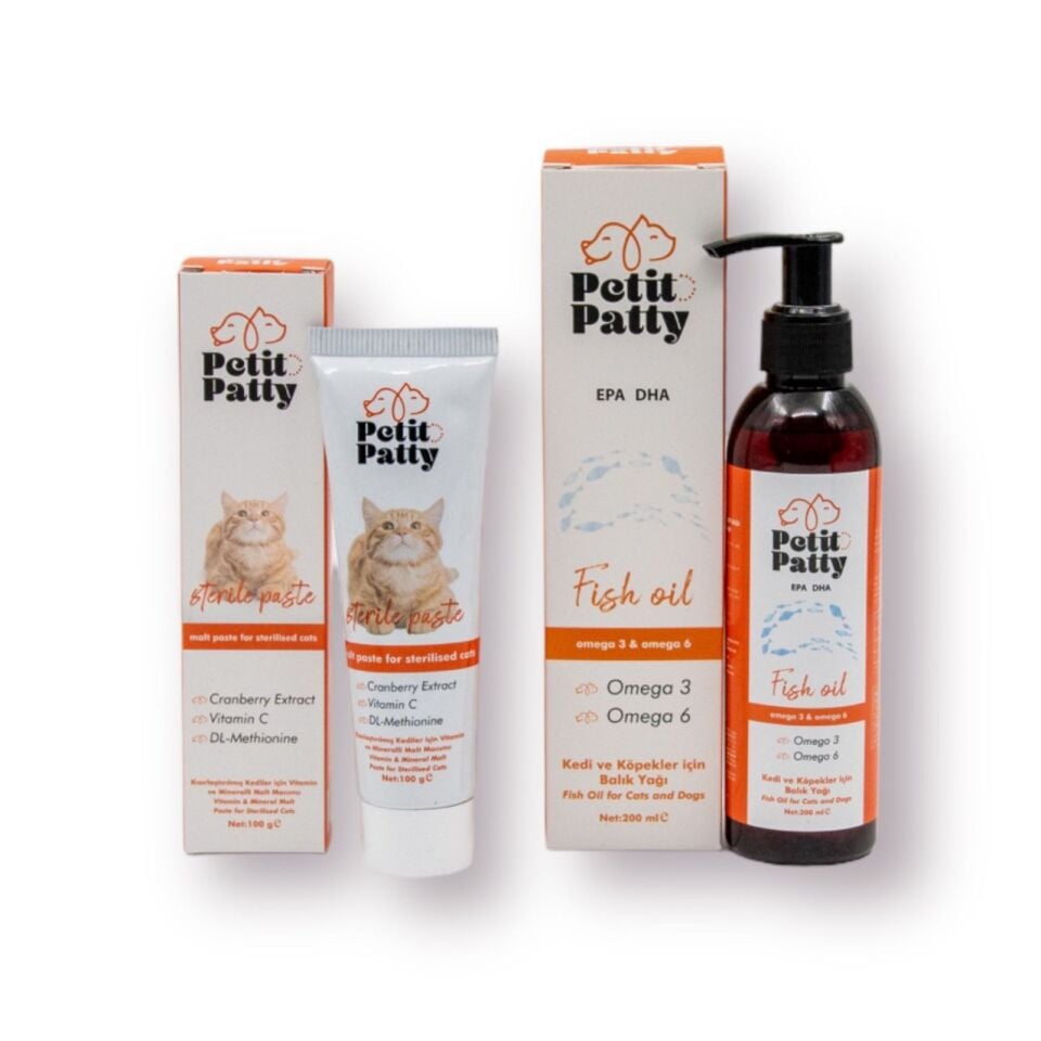 Petit Patty Kısırlaştırılmış Kedi Sağlık Seti (Fish Oil + Sterile Paste)
