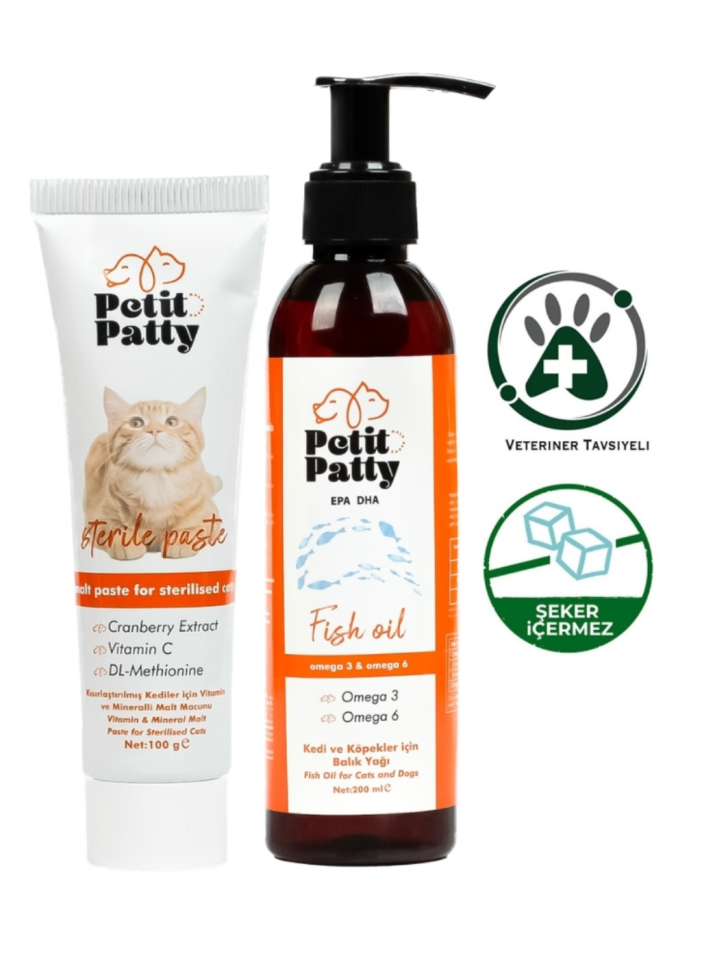 Petit Patty Kısırlaştırılmış Kedi Sağlık Seti (Fish Oil + Sterile Paste)