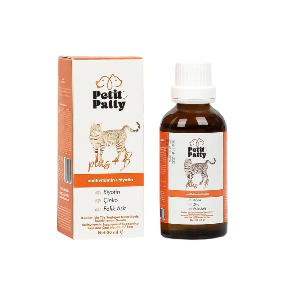 Petit Patty Plus B For Cats 50g Kediler İçin Tüy Dökülmesi Engelleyici Tüy Sağlığı Damlası