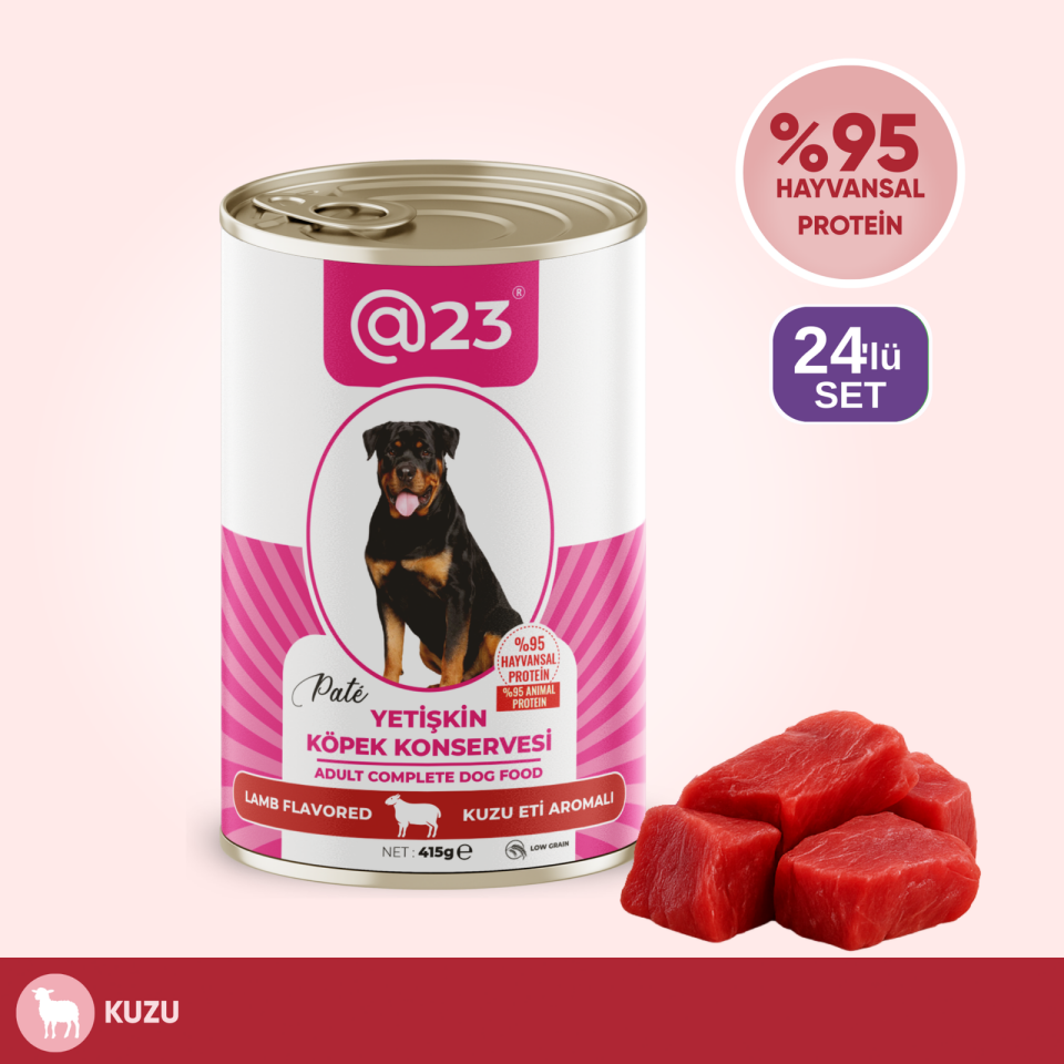 @23 Yetişkin Köpek Konservesi Kuzu Eti Aromalı 415 g x 24 adet