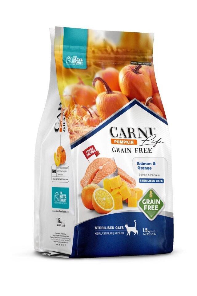 Pumpkin Grain Free Somon & Portakal Sterilised Kısırlaştırılmış Kedi Maması 1.5Kg