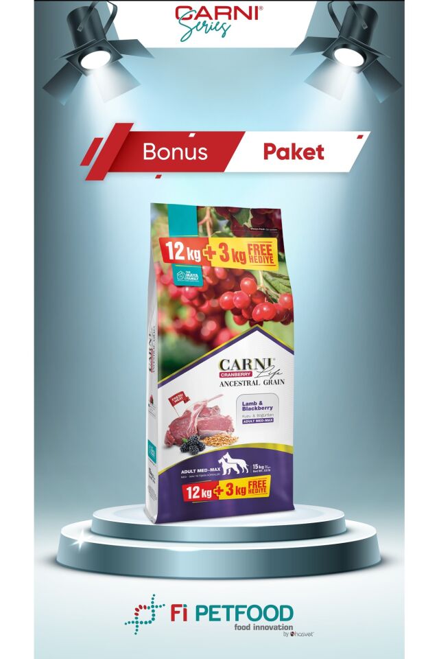 CARNİLİFE MEDİUM MAXİ ADULT 12+3KG YENİ AVANTAJLİ PAKET KÖPEK MAM